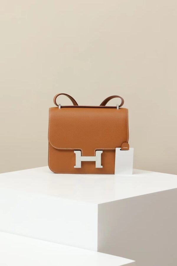 63556d2992c0a09-1 GPC Mode Constance Epsom Golden Brown Silver Hardware 18cm Full Handmade