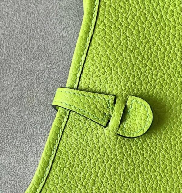 Hermes Evelyne TC Leather Fluorescent green Silver Hardware 17cm Full Handmade