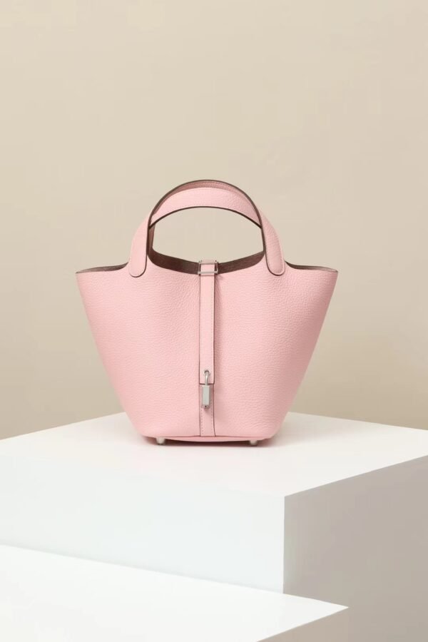GPC Mode Picotin TC Leather 3Q Sakura Pink Silver Hardware 18cm Full Handmade