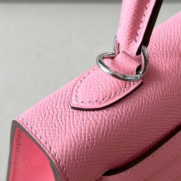 Hermes Kelly Epsom 1Q Creamy Pink Silver Hardware 25cm Full Handmade