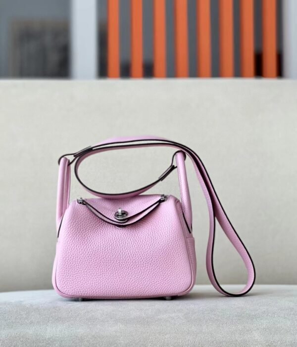 Hermès mini Lindy clemence X9 mallow purple Silver Hardware 19cm Full Handmade