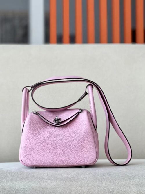 653f40f951adee5 Hermès mini Lindy clemence X9 mallow purple Silver Hardware 19cm Full Handmade