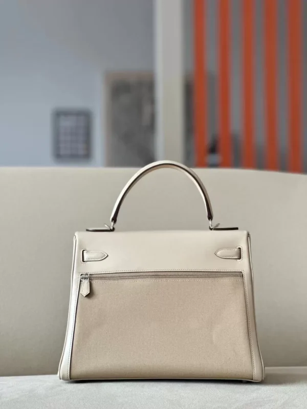 654222ad2797b83-jpg Hermès Kelly Box & Canvas S2 Light Khaki Silver Hardware 32cm Full Handmade