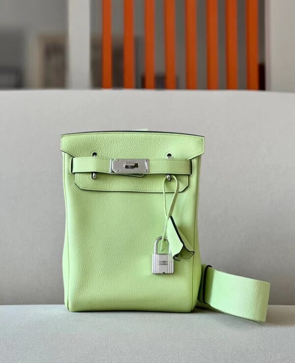 Hermes Kelly hac a dos Togo Y6 Fresh green Silver Hardware 22cm Full Handmade