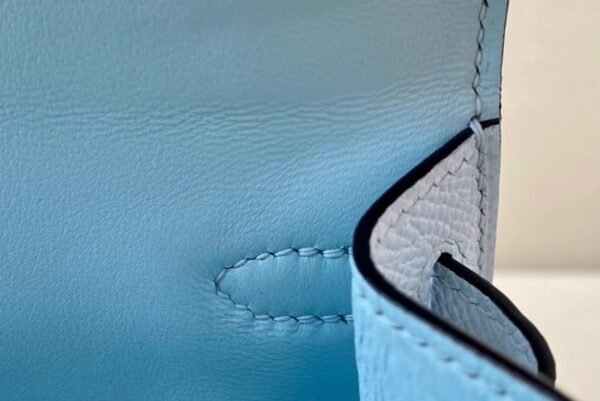 67c2bc532055557 Hermès mini Kelly Epsom 08 Light Blue Gold Hardware 19cm Full Handmade