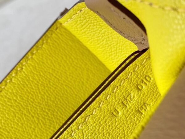 Hermes Roulis evercolor OM Tea Khaki & 9R Lemon yellow Silver Hardware 19cm Full Handmade