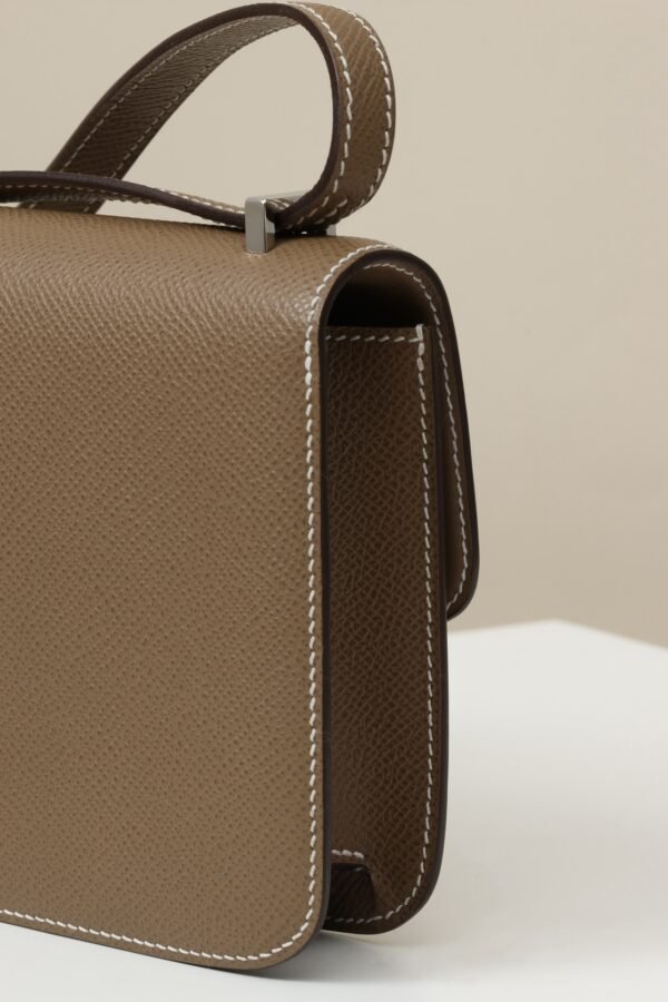 GPC Mode Constance Elan Epsom CK18 Etoupe Grey Silver Hardware 24cm Full Handmade