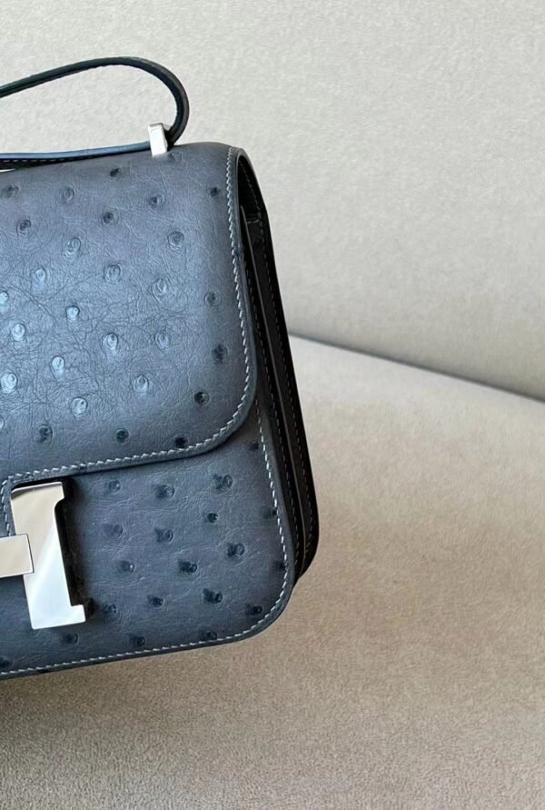 Hermes Constance KK Ostrich 88 Graphite grey Silver Hardware 18cm Full Handmade