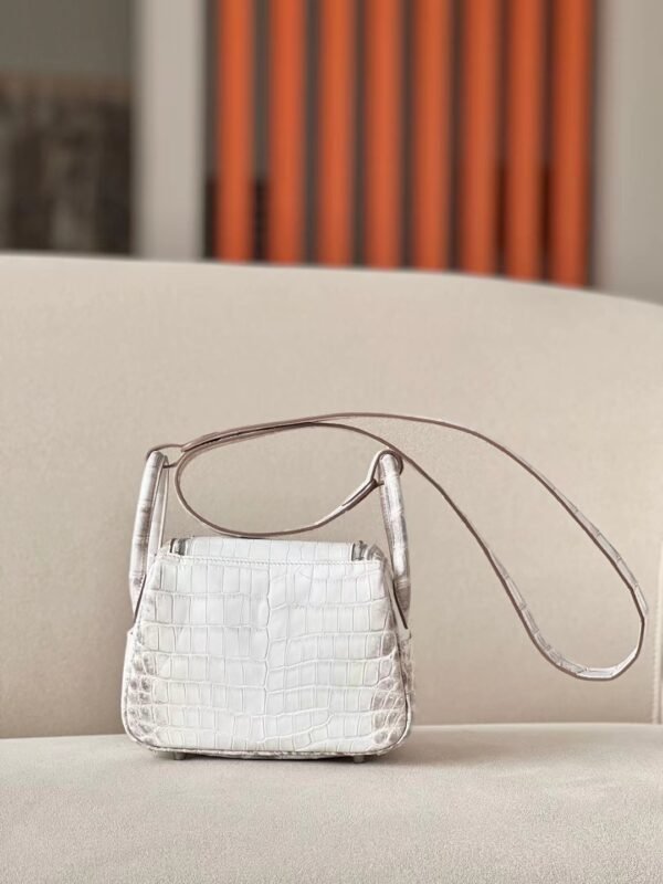69f1685eefe5f1c Hermes Mini Lindy Matte Niloticus crocodile 01 Himalaya Silver Hardware 19cm Full Handmade