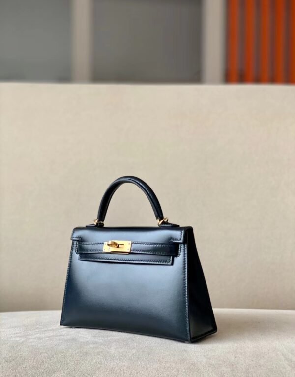 Hermes Mini Kelly Box Black Gold Hardware 19cm Full Handmade
