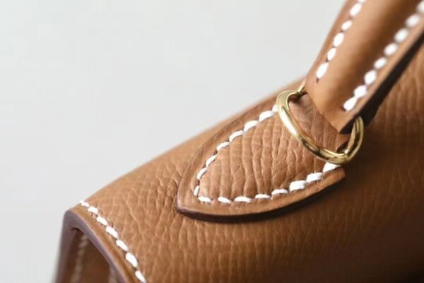 Hermes Mini Kelly Epsom CK37 Golden Brown Gold Hardware 19cm Full Handmade