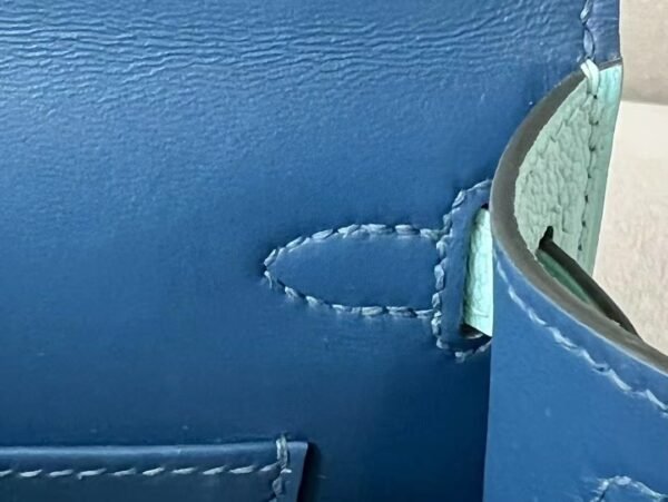 Hermes Mini Kelly chevre 79 turq & 7C cobalt blue Silver Hardware 19cm Full Handmade