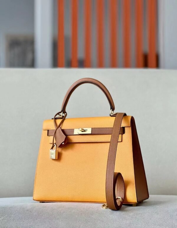 Hermes Kelly Epsom CK37 Golden Brown & 9V Yellow Gold Hardware 25cm Full Handmade