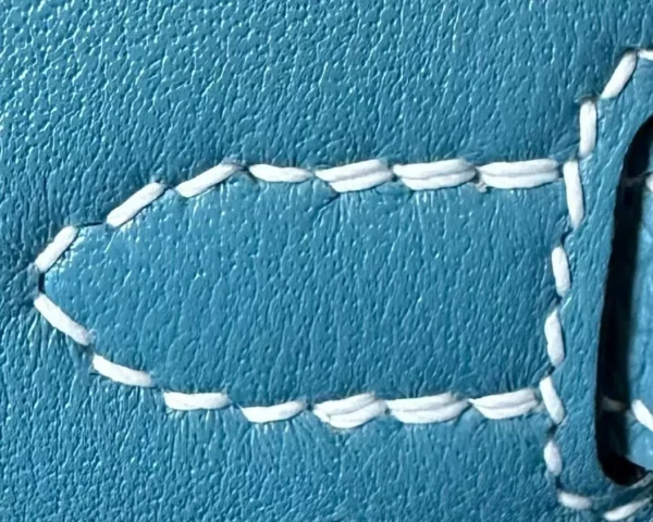 Hermès Mini Kelly Epsom D2 New denim blue Silver Hardware 19cm Full Handmade