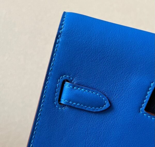 Hermes Kelly Depeches Swift T7 Blue & CK89 Black & CK37 Golden Brown Silver Hardware 25cm Full Handmade