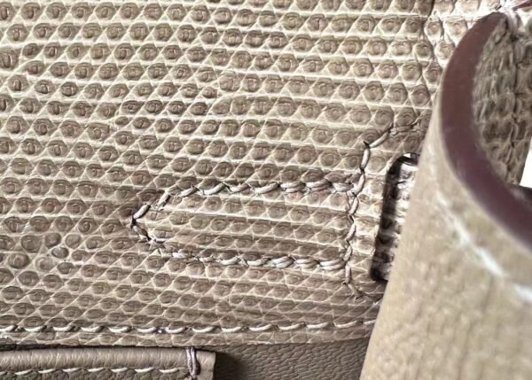 Hermes mini Kelly pochette Lizard CC17 Twine grey Silver Hardware 22cm Full Handmade