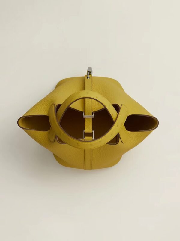 GPC Mode Picotin Clemence & Ostrich Lemon yellow Silver Hardware 18cm Full Handmade