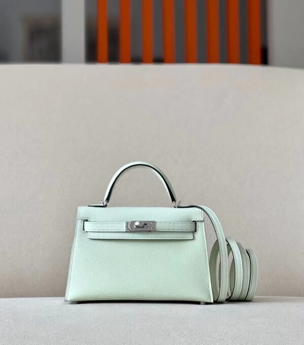 Hermes Mini Kelly Epsom OS Light Green Silver Hardware 19cm Full Handmade