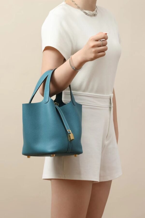 GPC Mode Picotin TC Leather D2 New Denim blue Gold Hardware 18cm Full Handmade