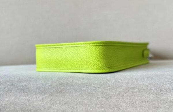 Hermes Evelyne TC Leather Fluorescent green Silver Hardware 17cm Full Handmade