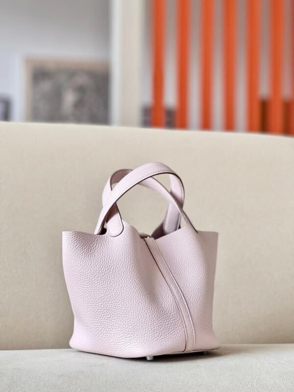 Hermes Picotin TC 09 Light Purple Pink Silver Hardware 18cm Full Handmade