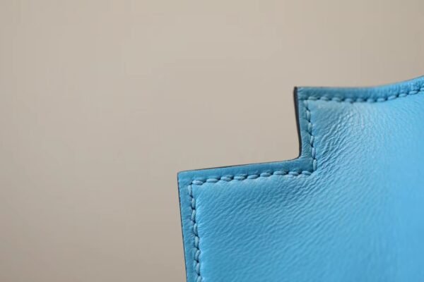 Hermes Mini Kelly Chevre Leather Cypress green & Blue Silver Hardware 19cm Full Handmade