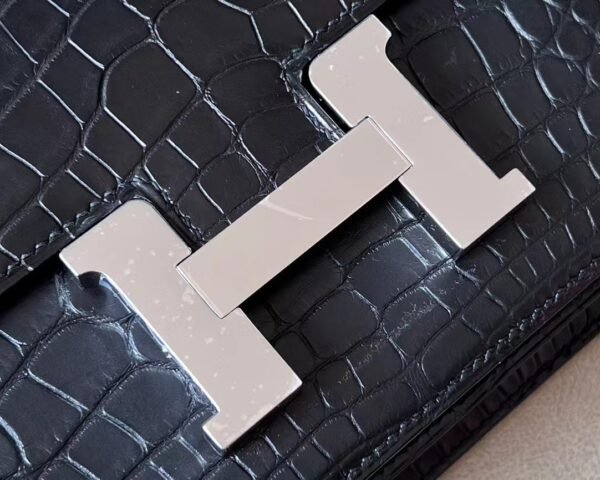 Hermes Constance Matte Alligator crocodile CK89 Black Silver Hardware 18cm Full Handmade