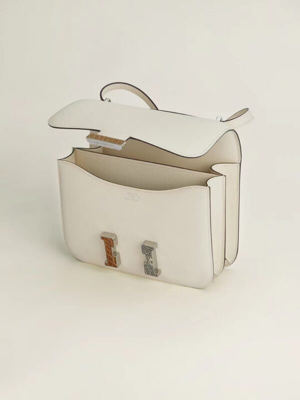 73424e630810c03 GPC Mode CJ19-Constance Epsom Cream white Three-color button Silver Hardware 18cm Full Handmade