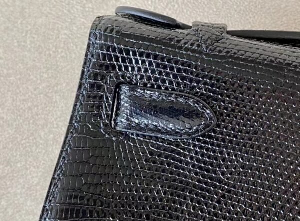 Hermes Mini Kelly pochette Lizard Dark blue Gold Hardware 22cm Full Handmade