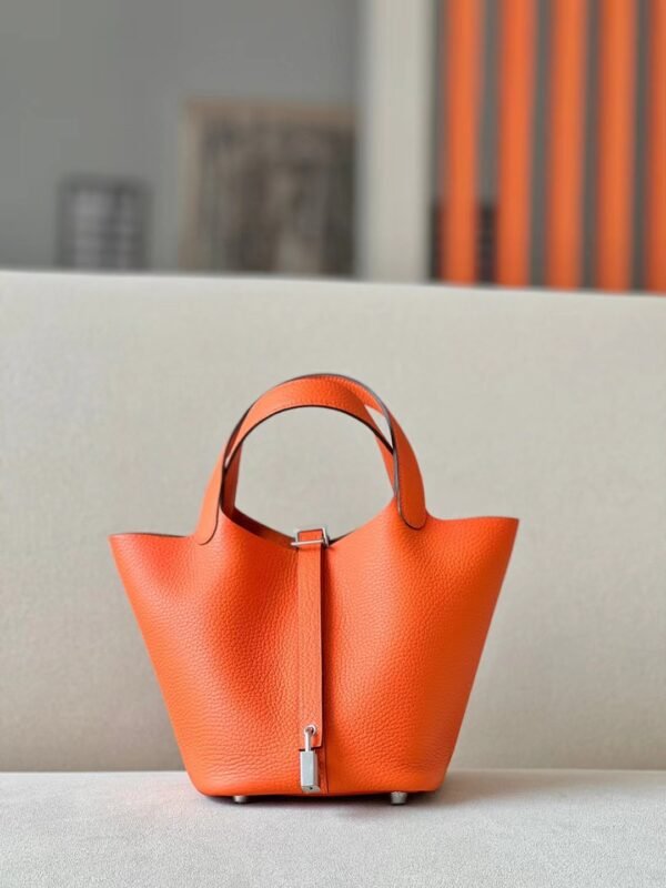 Hermes Picotin TC CK93 Classic Orange Silver Hardware 18cm Full Handmade