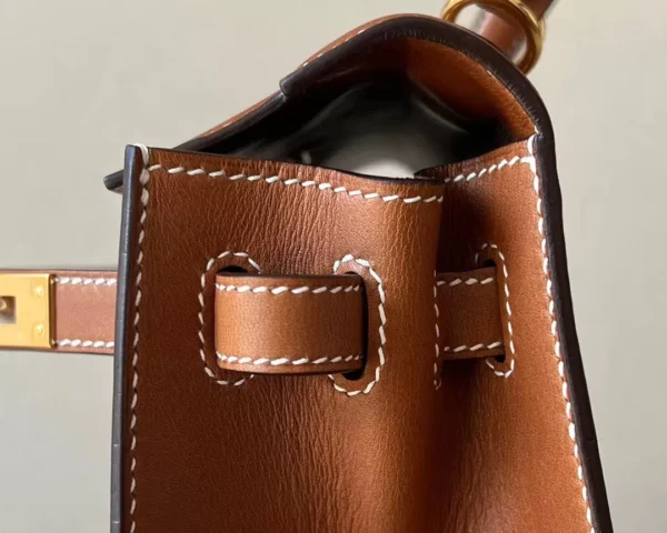 Hermès Kelly Barenia CK37 Golden Brown Gold Hardware 25cm Full Handmade