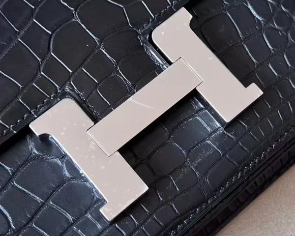 Hermès Constance Matte Alligator crocodile CK89 Black Silver Hardware 19cm Full Handmade