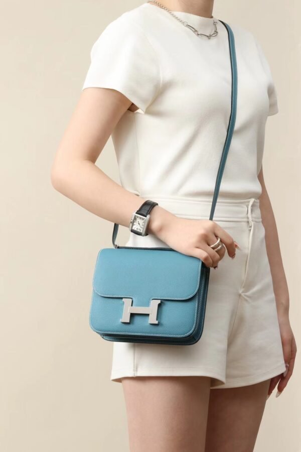 74b91738dc44056 GPC Mode Constance Epsom D2 New Denim blue Silver Hardware 18cm Full Handmade