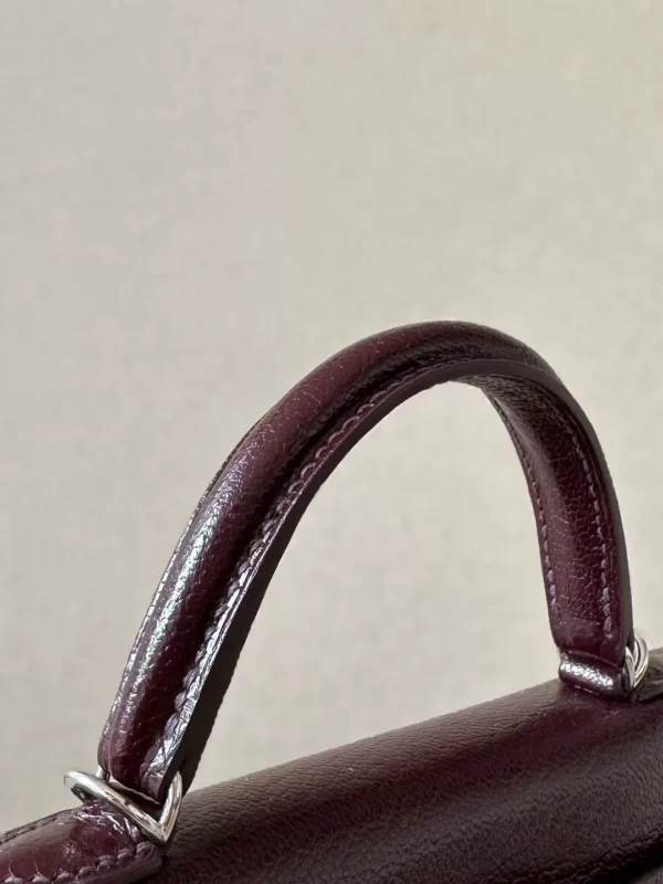 Hermès Mini Kelly Chevre OG Brownish red Silver Hardware 19cm Full Handmade