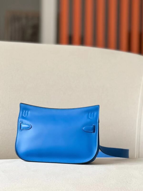 Hermes Mini Jypsiere Evercolor 71 Bright Blue Silver Hardware 23cm Full Handmade