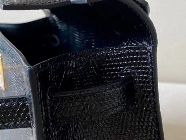 Hermes Mini Kelly pochette Lizard Dark blue Gold Hardware 22cm Full Handmade