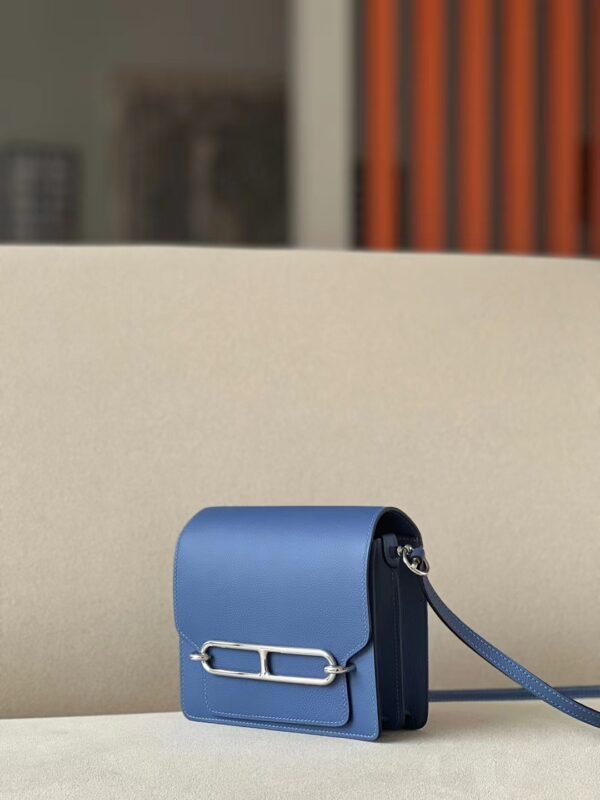 76699fdbe63b678 Hermes Roulis Evercolor R2 Blue Agate Silver Hardware 19cm Full Handmade
