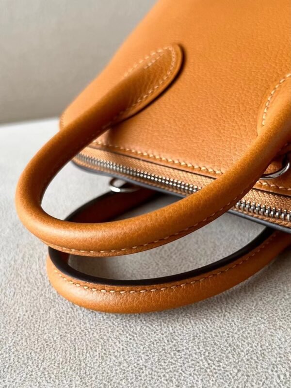 76bc84addcf6b99 Hermes Mini Bolide Evercolor 28 Caramel color & 09 Light Purple Silver Hardware 18cm Full Handmade