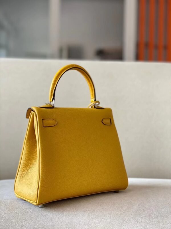 Hermes Kelly Togo Amber yellow Silver Hardware 25cm Full Handmade