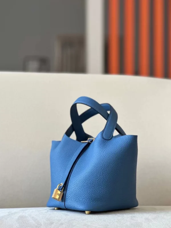 Hermès Picotin TC R2 Agate blue Gold Hardware 18cm Full Handmade