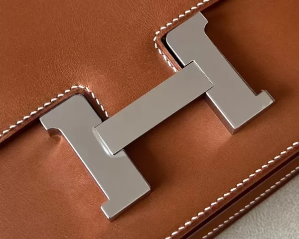 Hermès Constance Barenia CK37 Golden Brown Silver Hardware 18cm Full Handmade