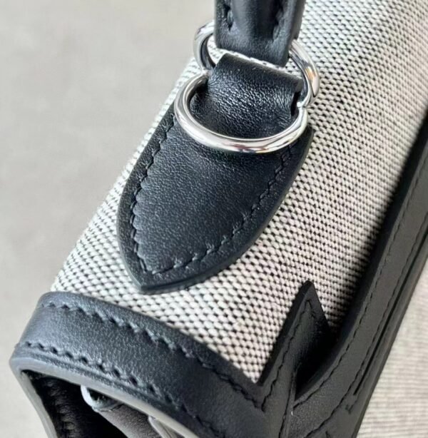 Hermes Kelly swift & canvas CK89 Black Silver Hardware 28cm Full Handmade