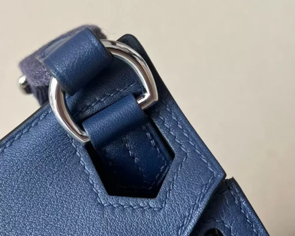 Hermès Mini Jypsiere Swift 73 Gem Blue Silver Hardware 23cm Full Handmade