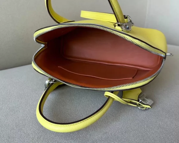 Hermès Bolide Evercolor 9N Candy Yellow & 93 Orange Silver Hardware 27cm Full Handmade
