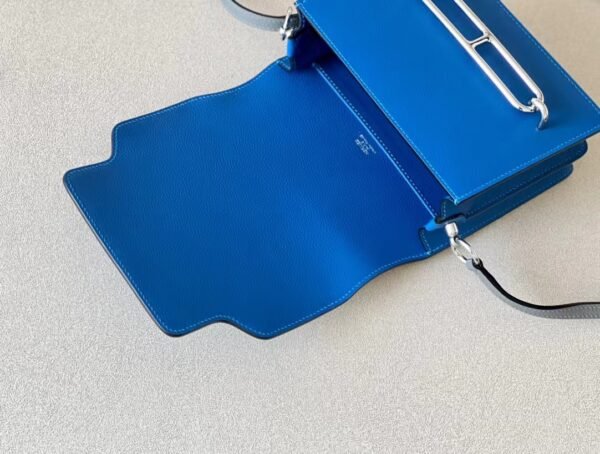 Hermes Roulis Evercolor OL Grey & 08 Blue Silver Hardware 18cm Full Handmade