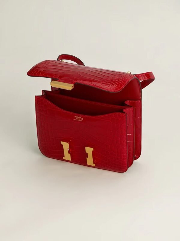 GPC Mode CJ19-Constance Shiny Alligator Ferrari red Gold Hardware 18cm Full Handmade