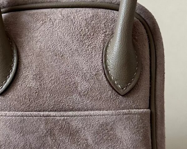 Hermès Mini Lindy chamois & swift CK18 Etoupe Grey Silver Hardware 19cm Full Handmade