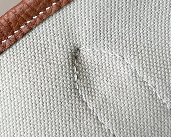 Hermès Garden party Ne Leather & Canvas Light Grey & CK37 Golden Brown Silver Hardware 30cm Full Handmade