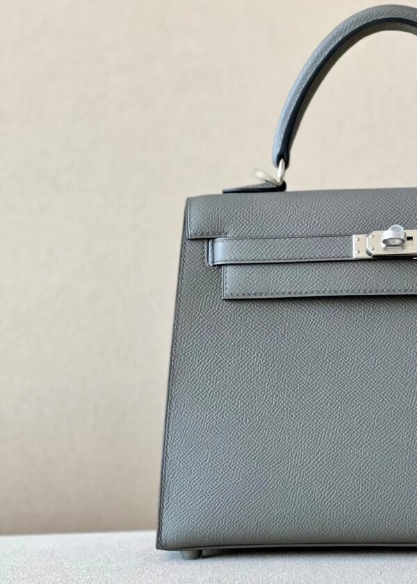Hermes Kelly epsom Etain Grey Silver Hardware 25cm Full Handmade
