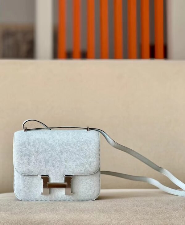 Hermes Constance Chevre TO Light Blue Silver Hardware 18cm Full Handmade